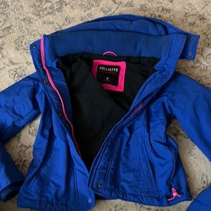 Hollister winter jacket like new blue with hood